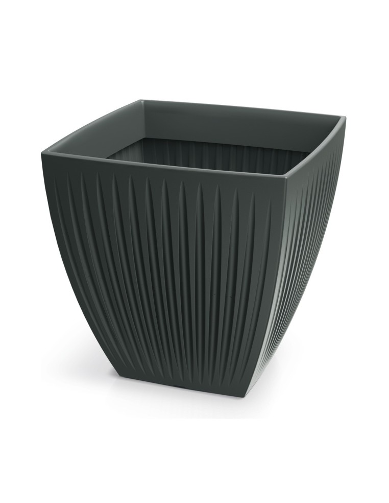 Pflanzkübel eckig 60 × 60 × 58 cm gerillt, 130 L – Anthrazit | Töpferkönig