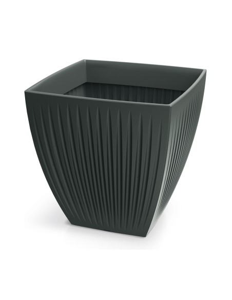 Pflanzkübel eckig 60 × 60 × 58 cm gerillt, 130 L – Anthrazit | Töpferkönig