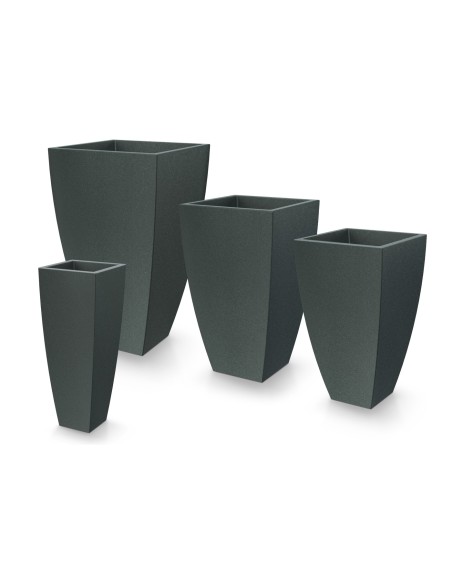 Pflanzkübel eckig 40 × 40 × 65 cm matt, 22 L – Granit-Graphit | Töpferkönig