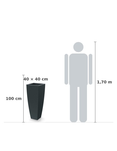 Pflanzsäule XXL eckig 40 × 40 × 100 cm matt, 22 L – Dunkelgrau | Töpferkönig