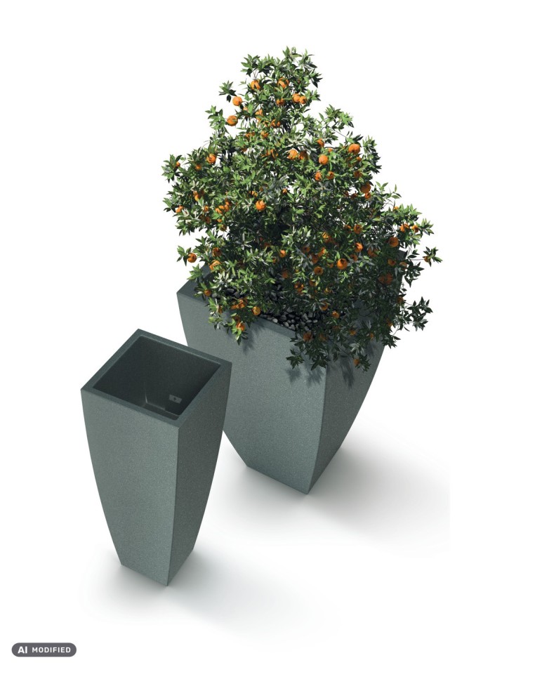 Pflanzkübel eckig 40 × 40 × 65 cm matt, 22 L – Granit-Graphit | Töpferkönig