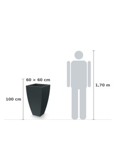 Pflanzkübel XXL eckig 60 × 60 × 100 cm matt, 64 L – Dunkelgrau | Töpferkönig 2