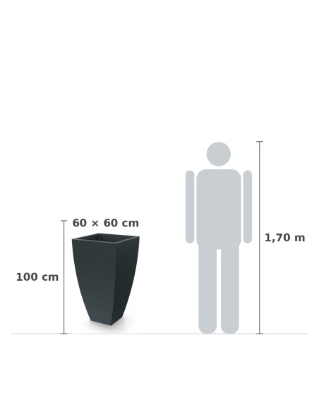 Pflanzkübel eckig 60 × 60 × 100 cm matt, 64 L – Dunkelgrau | Töpferkönig