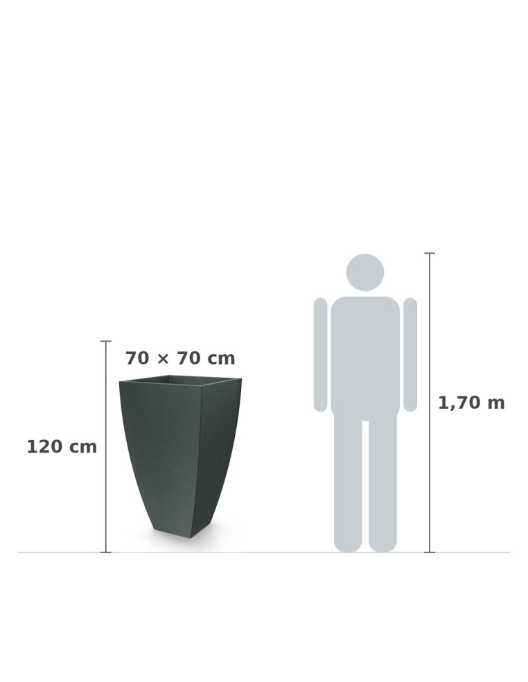 Pflanzkübel XXL eckig 70 × 70 × 120 cm matt, 114 L – Granit-Graphit | Töpferkönig