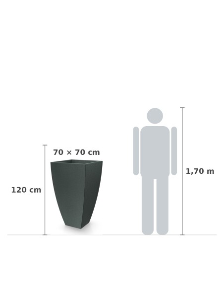 Pflanzkübel XXL eckig 70 × 70 × 120 cm matt, 114 L – Granit-Graphit | Töpferkönig