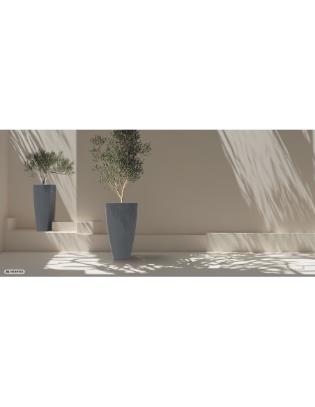Pflanzkübel eckig 70 × 70 × 120 cm matt, 114 L – Granit-Graphit | Töpferkönig