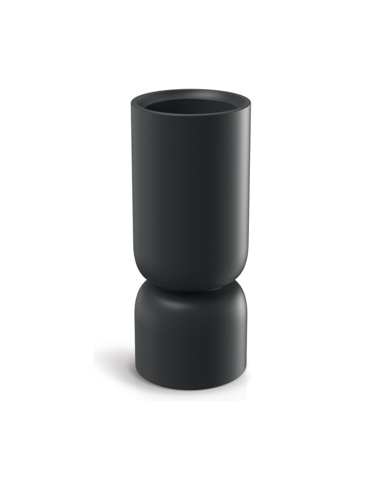 Pflanzsäule rund Ø25 × 61 cm Steinoptik, 6,5 L – Schwarz | Töpferkönig