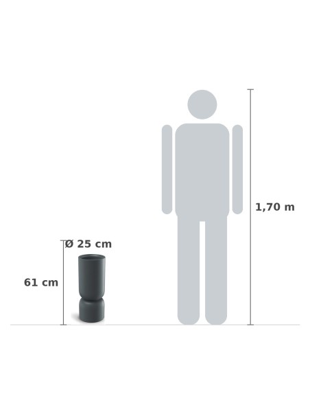 Pflanzsäule rund Ø25 × 61 cm Steinoptik, 6,5 L – Graphit | Töpferkönig
