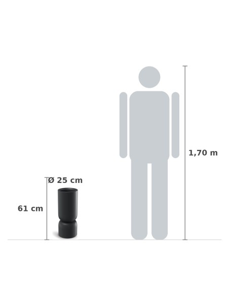 Pflanzsäule rund Ø25 × 61 cm Steinoptik, 6,5 L – Schwarz | Töpferkönig