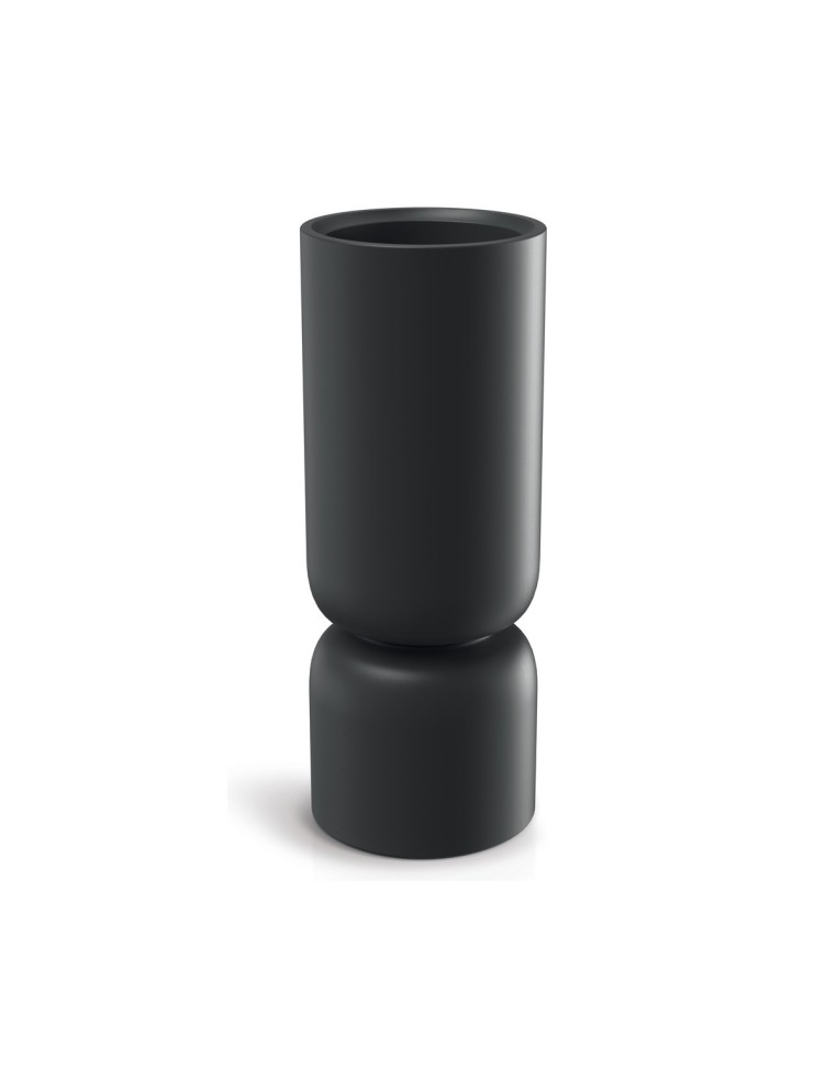 Pflanzsäule rund Ø30 × 76 cm Steinoptik, 10,5 L – Schwarz | Töpferkönig