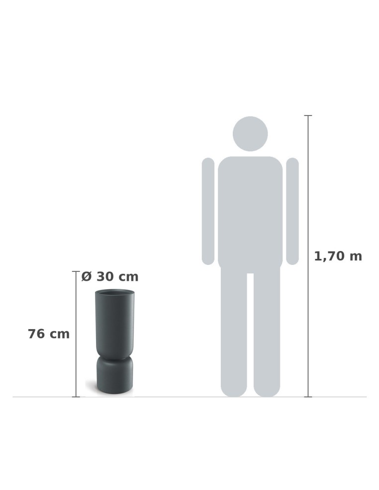 Pflanzsäule rund Ø30 × 76 cm Steinoptik, 10,5 L – Graphit | Töpferkönig