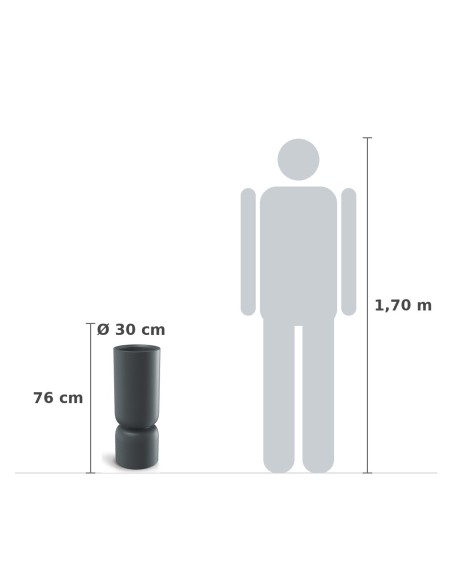 Pflanzsäule rund Ø30 × 76 cm Steinoptik, 10,5 L – Graphit | Töpferkönig