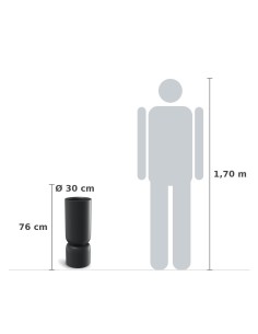 Pflanzsäule rund Ø30 × 76 cm Steinoptik, 10,5 L – Schwarz | Töpferkönig 2