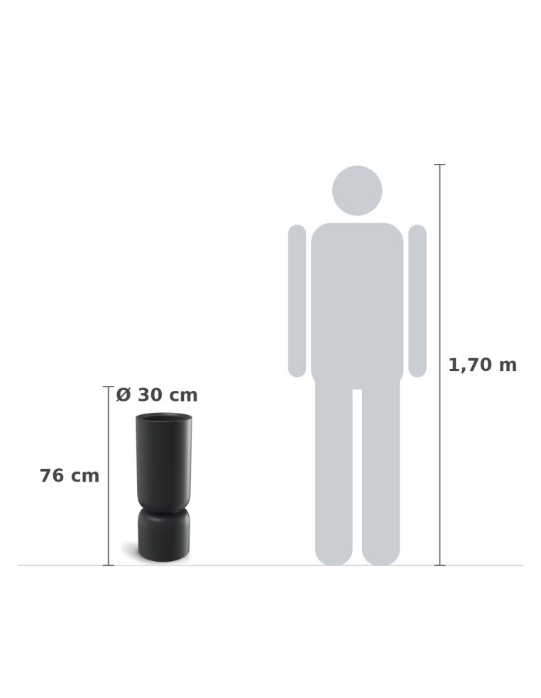 Pflanzsäule rund Ø30 × 76 cm Steinoptik, 10,5 L – Schwarz | Töpferkönig