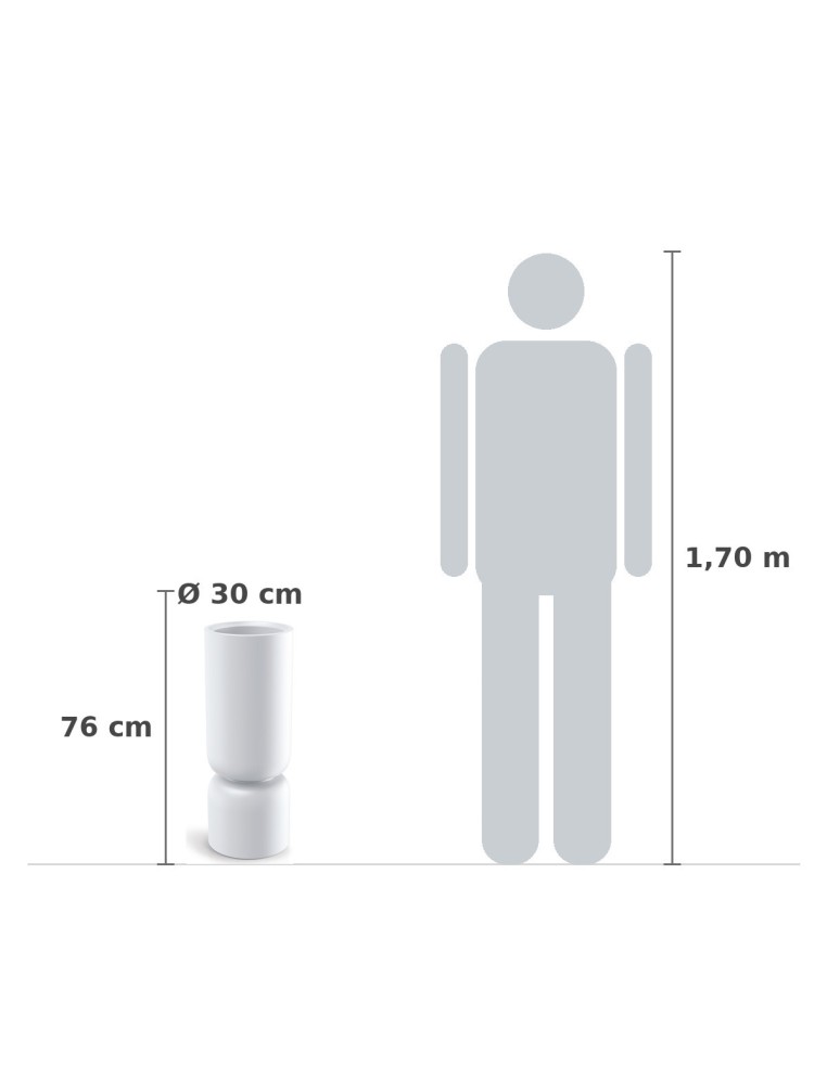 Pflanzsäule rund Ø30 × 76 cm Steinoptik, 10,5 L – Weiß | Töpferkönig