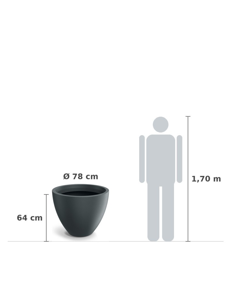 Pflanzkübel rund Ø78 × 64 cm matt, 102 L – Graphit | Töpferkönig
