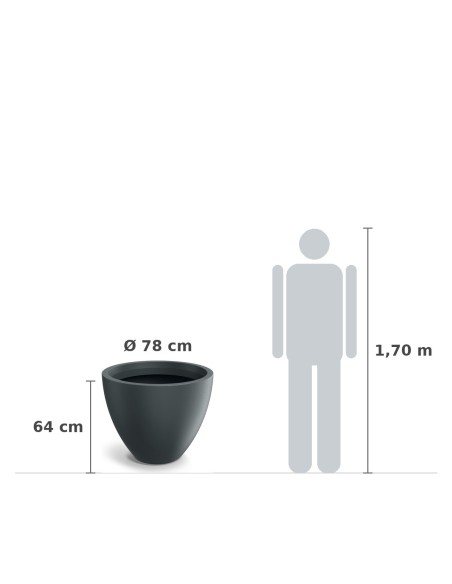 Pflanzkübel rund Ø78 × 64 cm matt, 102 L – Graphit | Töpferkönig