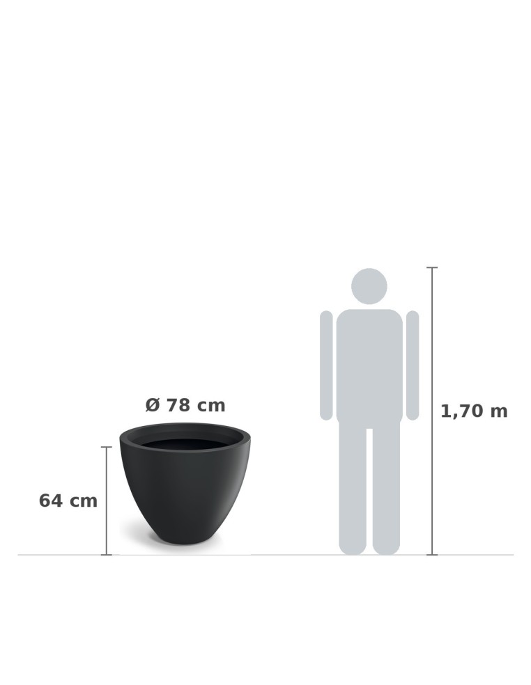 Pflanzkübel rund Ø78 × 64 cm matt, 102 L – Schwarz | Töpferkönig