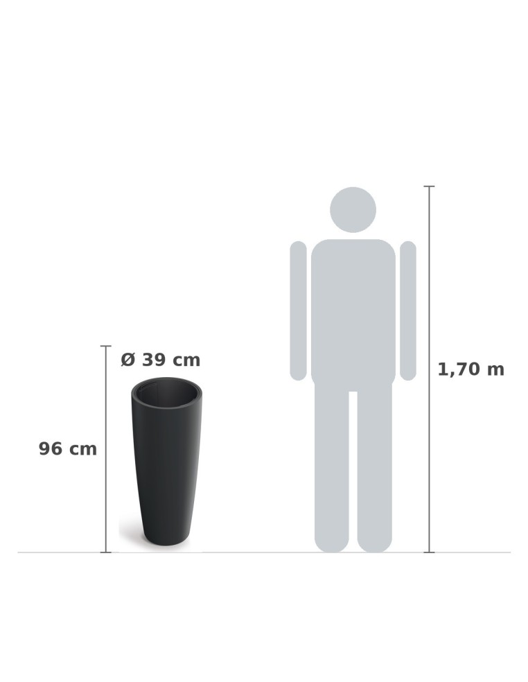 Pflanzsäule rund Ø39 × 96 cm matt, 88 L – Schwarz | Töpferkönig