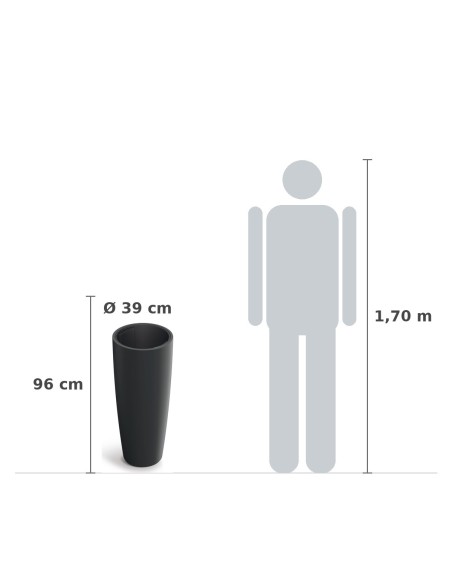 Pflanzsäule XXL rund Ø39 × 96 cm matt, 88 L – Schwarz | Töpferkönig