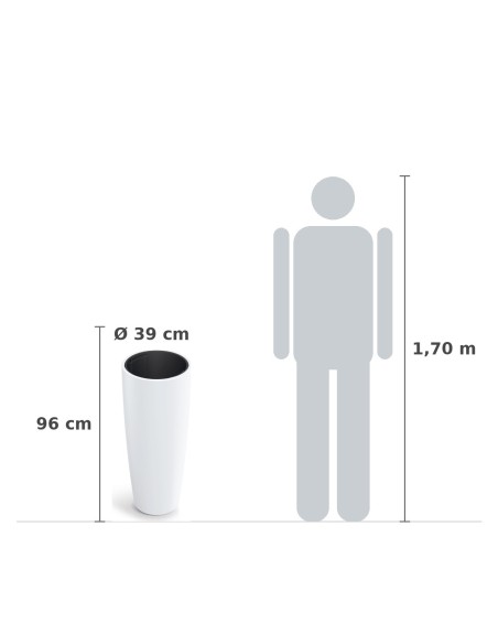 Pflanzsäule XXL rund Ø39 × 96 cm matt, 88 L – Weiß | Töpferkönig