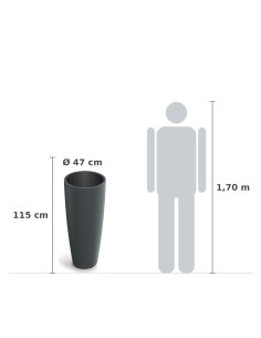 Pflanzsäule rund Ø47 × 115 cm matt, 152 L – Graphit | Töpferkönig 2