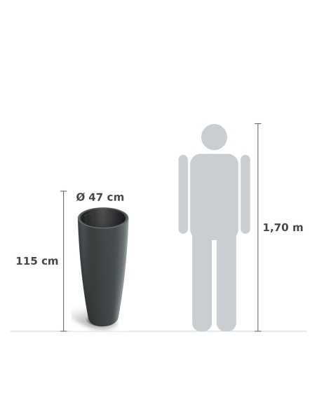 Pflanzsäule rund Ø47 × 115 cm matt, 152 L – Graphit | Töpferkönig