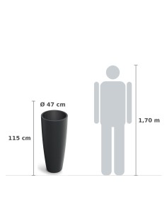 Pflanzsäule rund Ø47 × 115 cm matt, 152 L – Schwarz | Töpferkönig 2