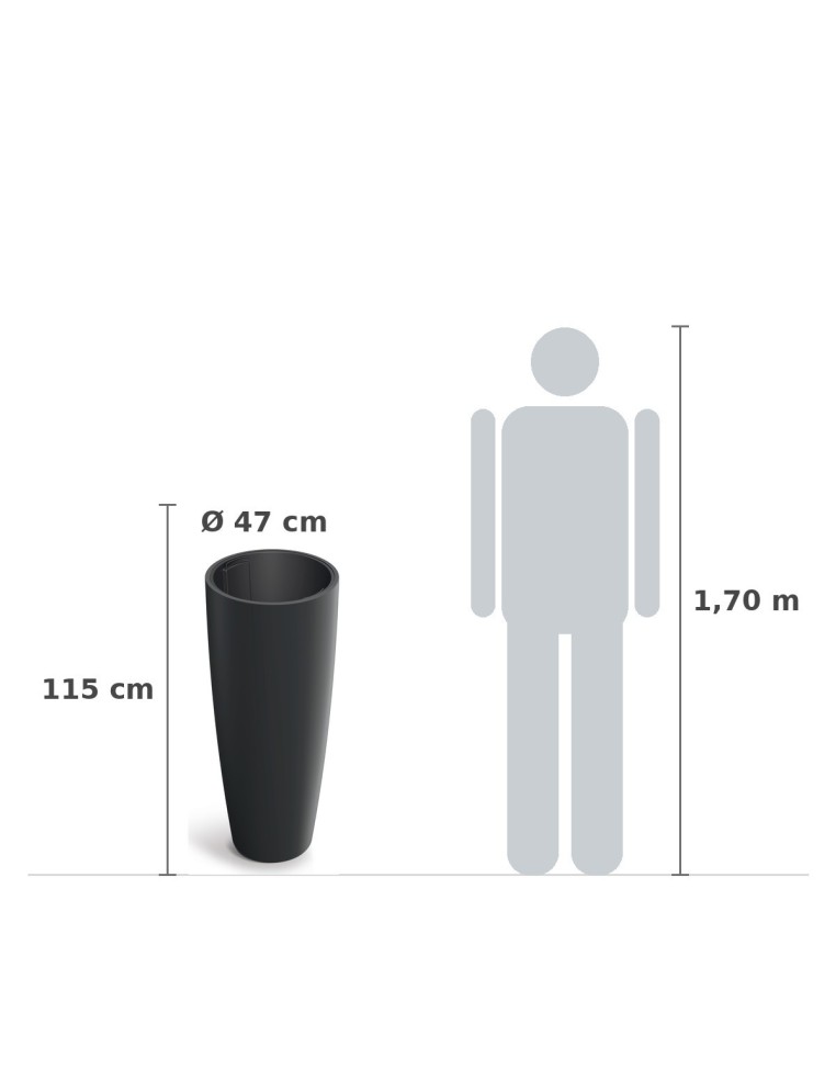 Pflanzsäule rund Ø47 × 115 cm matt, 152 L – Schwarz | Töpferkönig