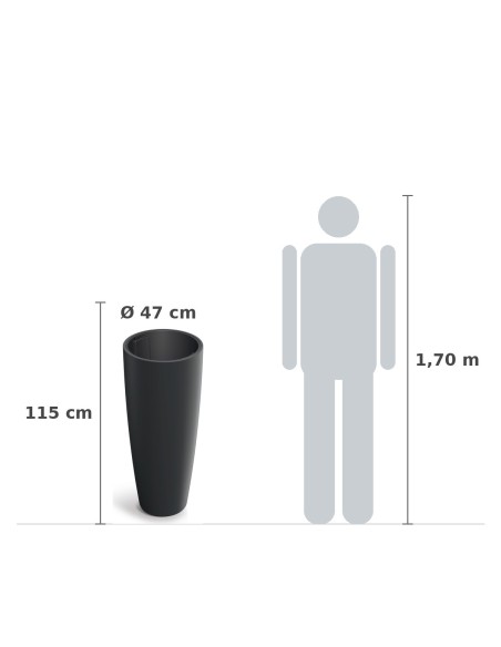 Pflanzsäule XXL rund Ø47 × 115 cm matt, 152 L – Schwarz | Töpferkönig