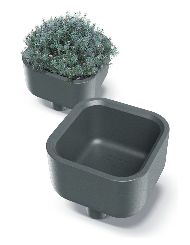 Blumentopf rund Ø40 × 40 cm Steinoptik, 19 L – Graphit | Töpferkönig