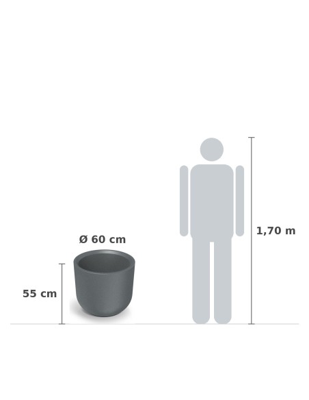 Pflanzkübel rund Ø60 × 55 cm Steinoptik, 64 L – Granit hell | Töpferkönig