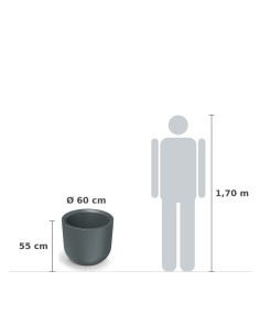 Pflanzkübel rund Ø60 × 55 cm Steinoptik, 64 L – Graphit | Töpferkönig 2