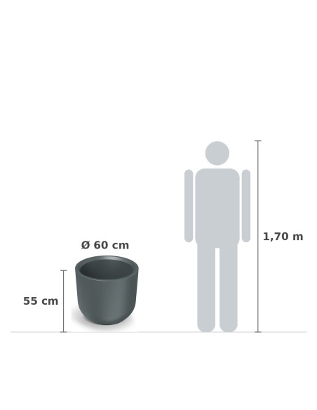 Pflanzkübel rund Ø60 × 55 cm Steinoptik, 64 L – Graphit | Töpferkönig