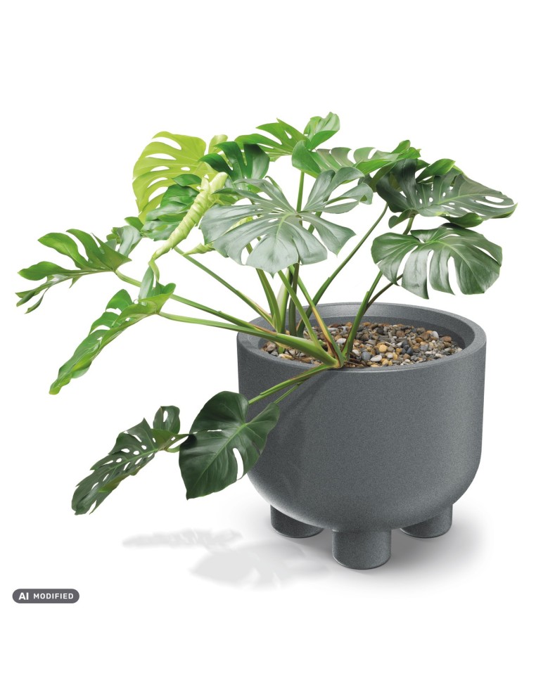 Blumentopf rund Ø48 × 42 cm Steinoptik, 30 L – Granit hell | Töpferkönig