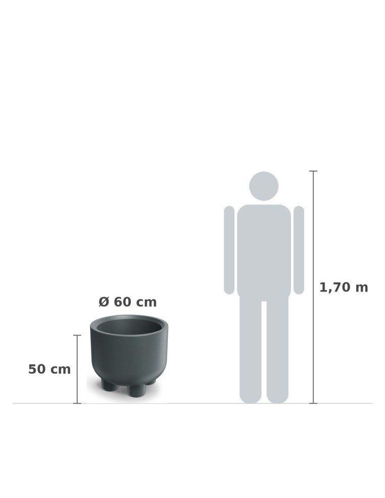 Pflanzkübel rund Ø60 × 50 cm Steinoptik, 55 L – Graphit | Töpferkönig