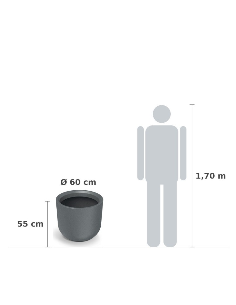 Pflanzkübel rund Ø60 × 55 cm Steinoptik, 123 L – Granit hell | Töpferkönig