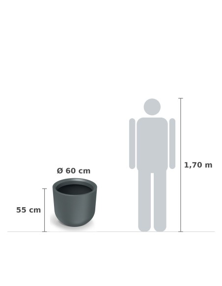 Pflanzkübel rund Ø60 × 55 cm Steinoptik, 123 L – Graphit | Töpferkönig