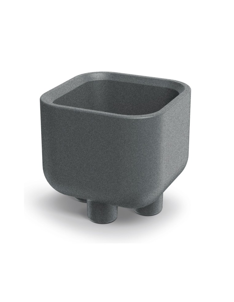 Blumentopf eckig 40 × 40 × 36 cm Steinoptik, 19 L – Granit hell | Töpferkönig