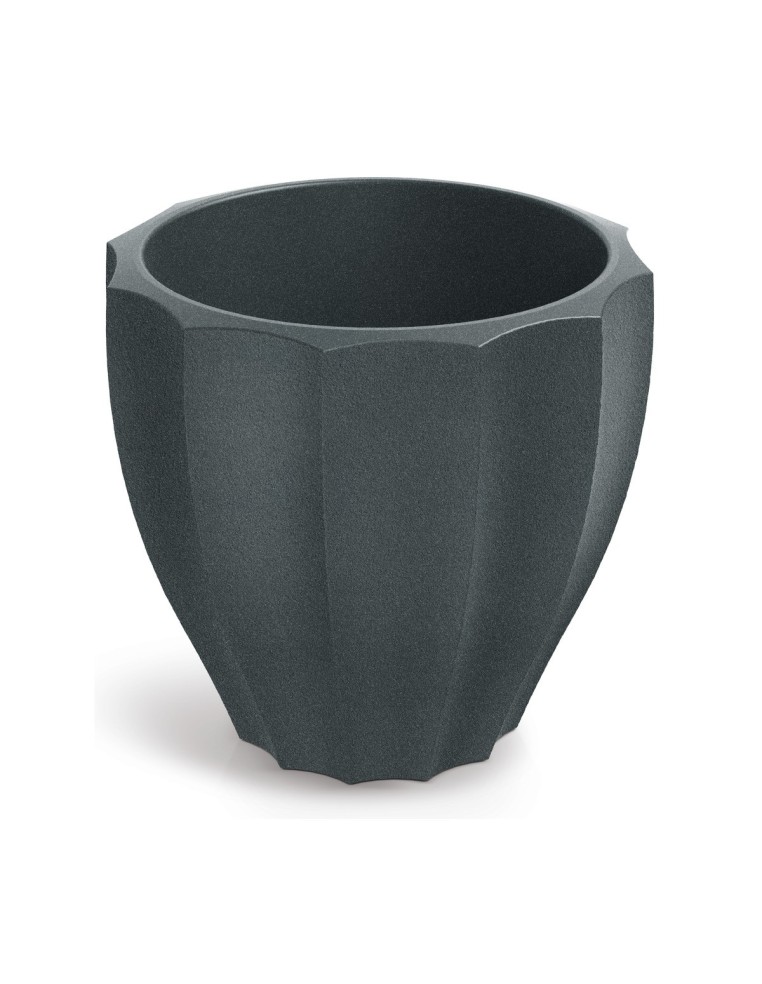 Blumentopf rund Ø40 × 36 cm mit Relief, 11 L – Graphit | Töpferkönig
