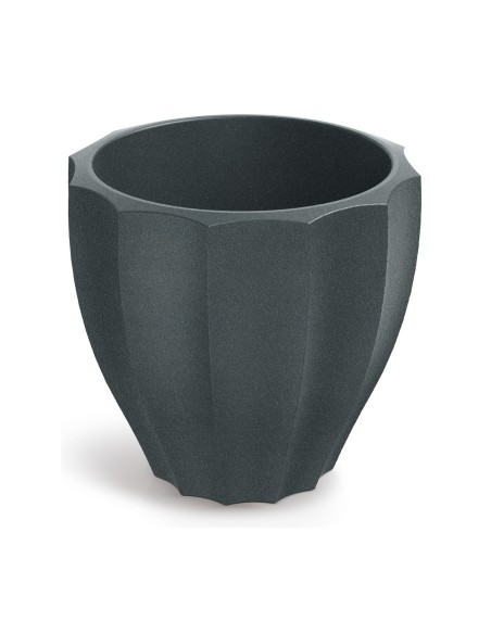 Blumentopf rund Ø40 × 36 cm mit Relief, 11 L – Graphit | Töpferkönig