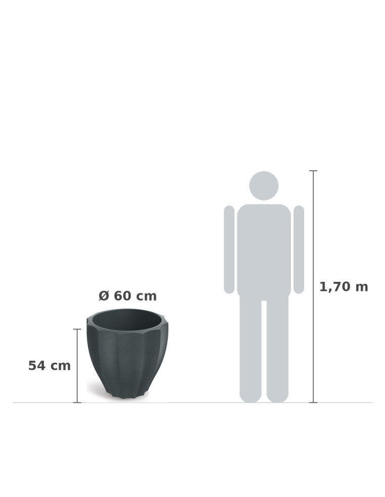 Pflanzkübel rund Ø60 × 54 cm mit Relief, 38 L – Graphit | Töpferkönig