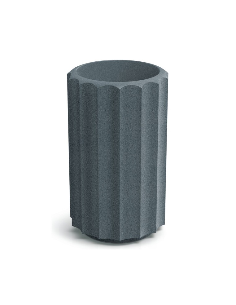 Blumenkübel rund Ø28 × 47 cm gerillt, 8 L – Betongrau | Töpferkönig