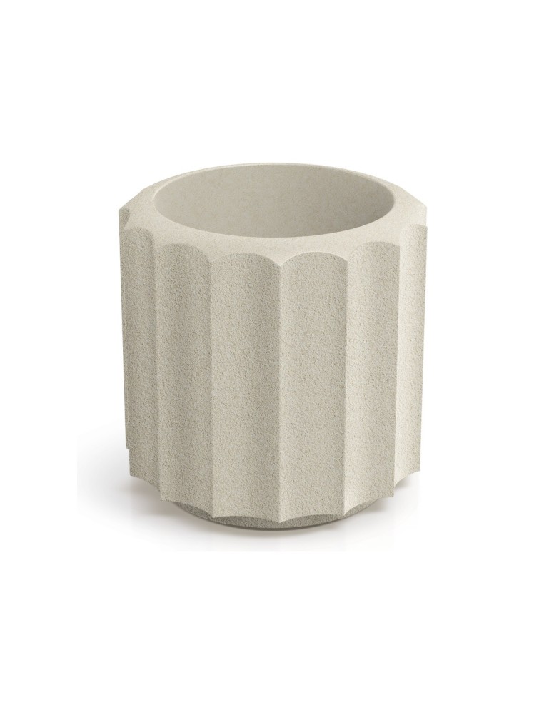 Blumentopf rund Ø38 × 37 cm gerillt, 15 L – Sand | Töpferkönig