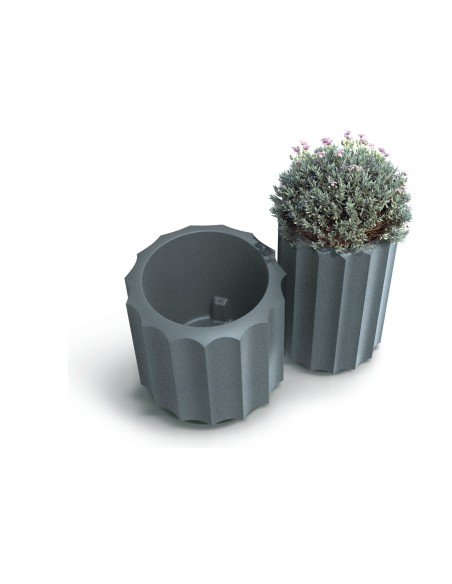 Blumentopf rund Ø40 × 36 cm mit Relief, 17 L – Betongrau | Töpferkönig