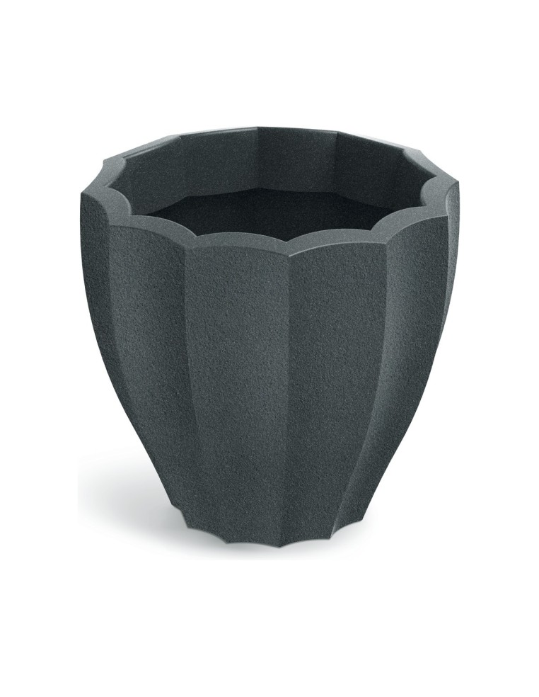 Blumentopf rund Ø40 × 36 cm mit Relief, 17 L – Graphit | Töpferkönig
