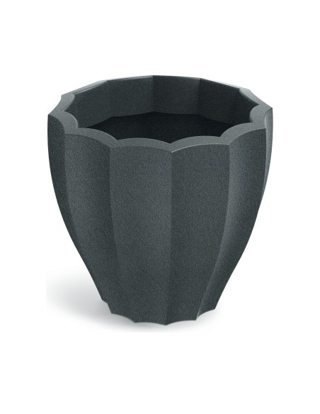 Blumentopf rund Ø40 × 36 cm mit Relief, 17 L – Graphit | Töpferkönig