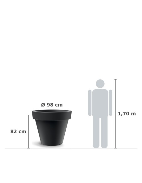 Pflanzkübel XXL rund Ø98 × 82 cm matt, 265 L – Schwarz | Töpferkönig