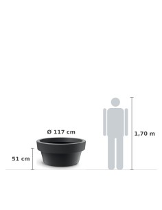 Pflanzschale XXL rund Ø117 × 51 cm matt, 260 L – Schwarz | Töpferkönig 2
