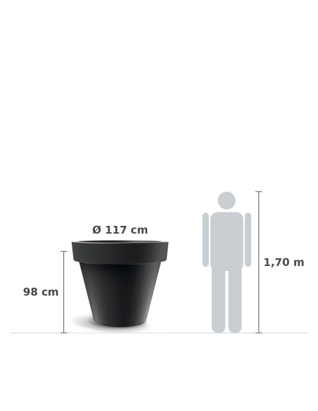 Pflanzkübel XXL rund Ø117 × 98 cm matt, 455 L – Schwarz | Töpferkönig